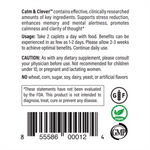 Calm & Clever product description and usage instructions label