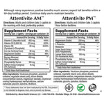 Supplement facts label for Attentivite AM and PM